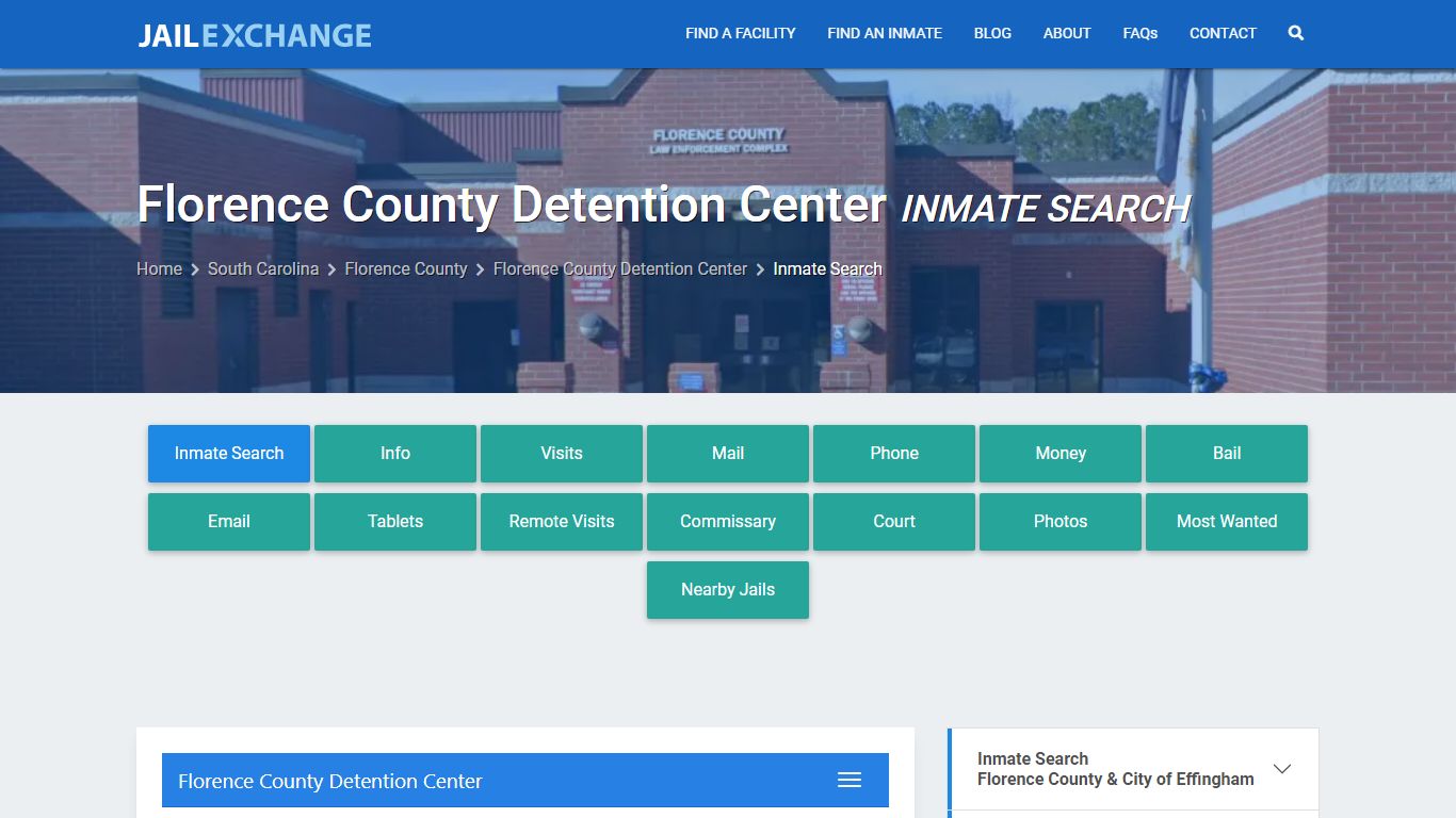 Florence County Detention Center Inmate Search - Jail Exchange